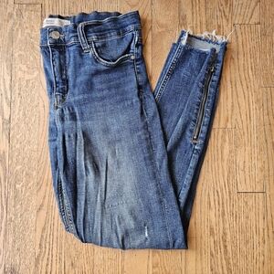 Zara Distressed Raw Hem Ankle Side Zippers Jeans Size 4